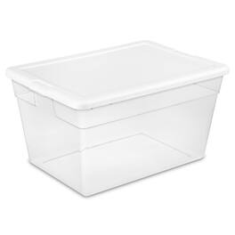Sterilite - 56 Quart Clear Plastic Storage Container Box w/ Latching Lid (24 Pack) - White