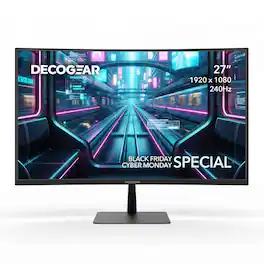 Deco Gear - 27" Curved Gaming Monitor, 240Hz FHD 1080p, 1500R VA, HDR, 99% sRGB, Adaptive-Sync, HDMI/DP, Low Blue Light