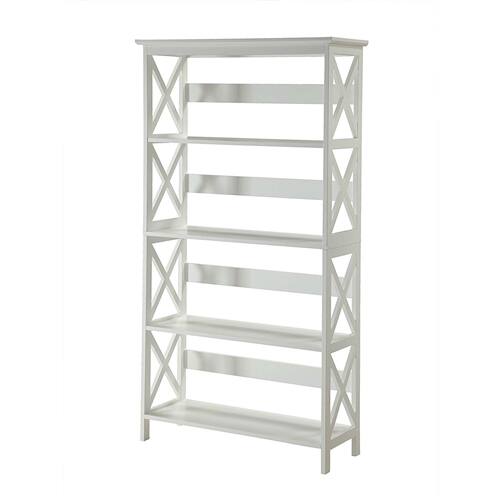 Front. SlickBlue - Sleek Glossy White 5-Shelf Bookcase for Home Organization - White.