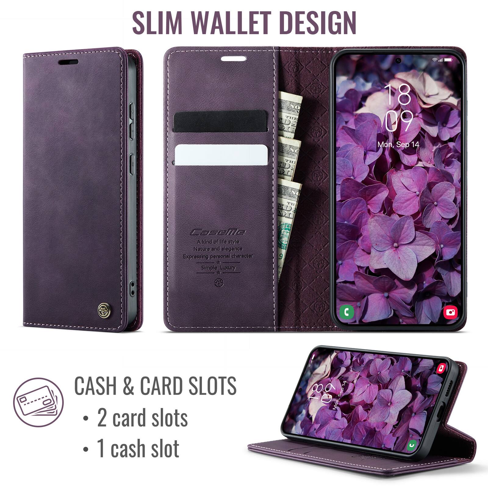 SLIM WALLET DESIGN

A kind of life style  
Nature and elegance  
Expressing personal character  
Simple Luxury

CASH & CARD SLOTS  
- 2 card slots  
- 1 cash slot