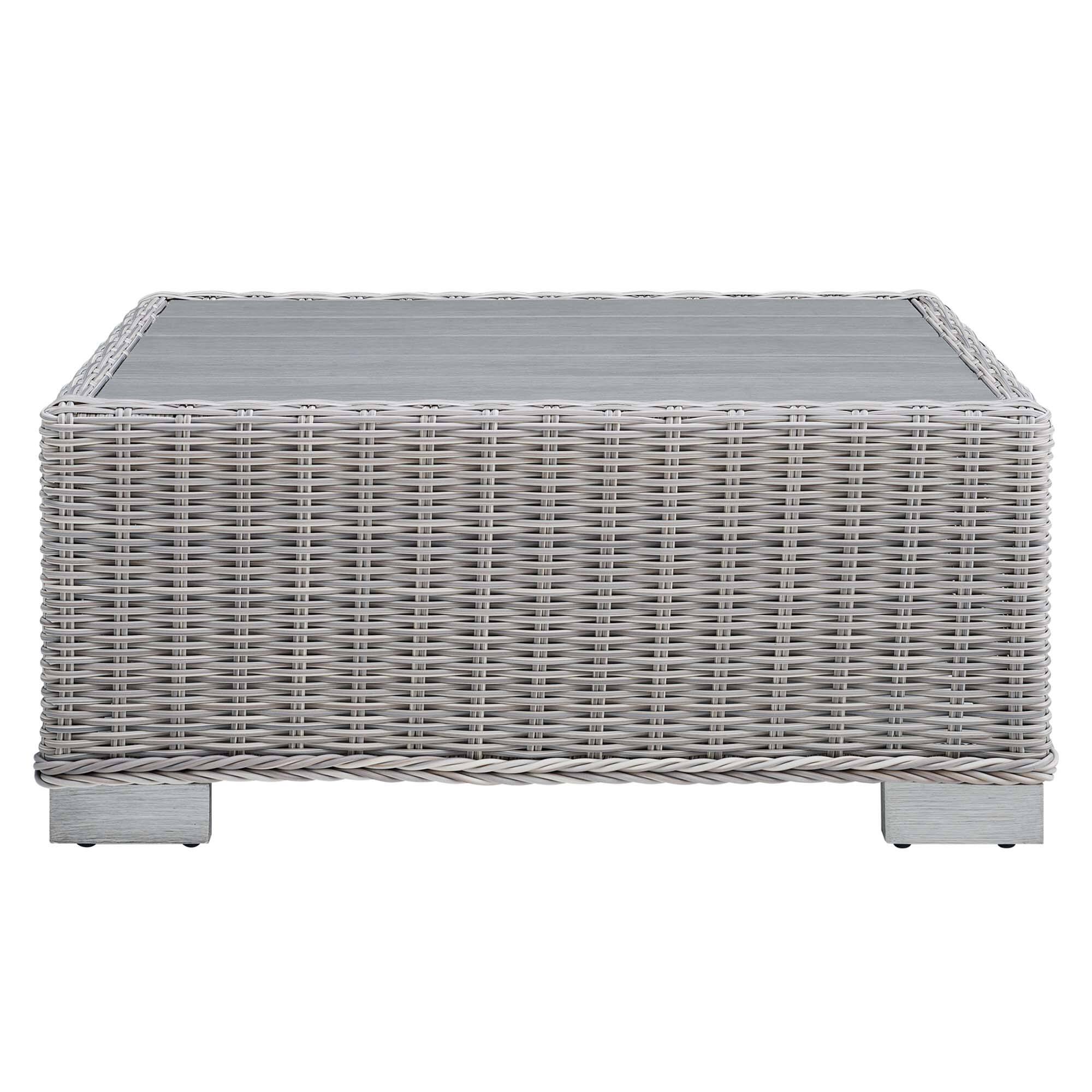 Alt View 2. Modway - Conway 32" Outdoor Patio Wicker Rattan Coffee Table by Modway - Light Gray.