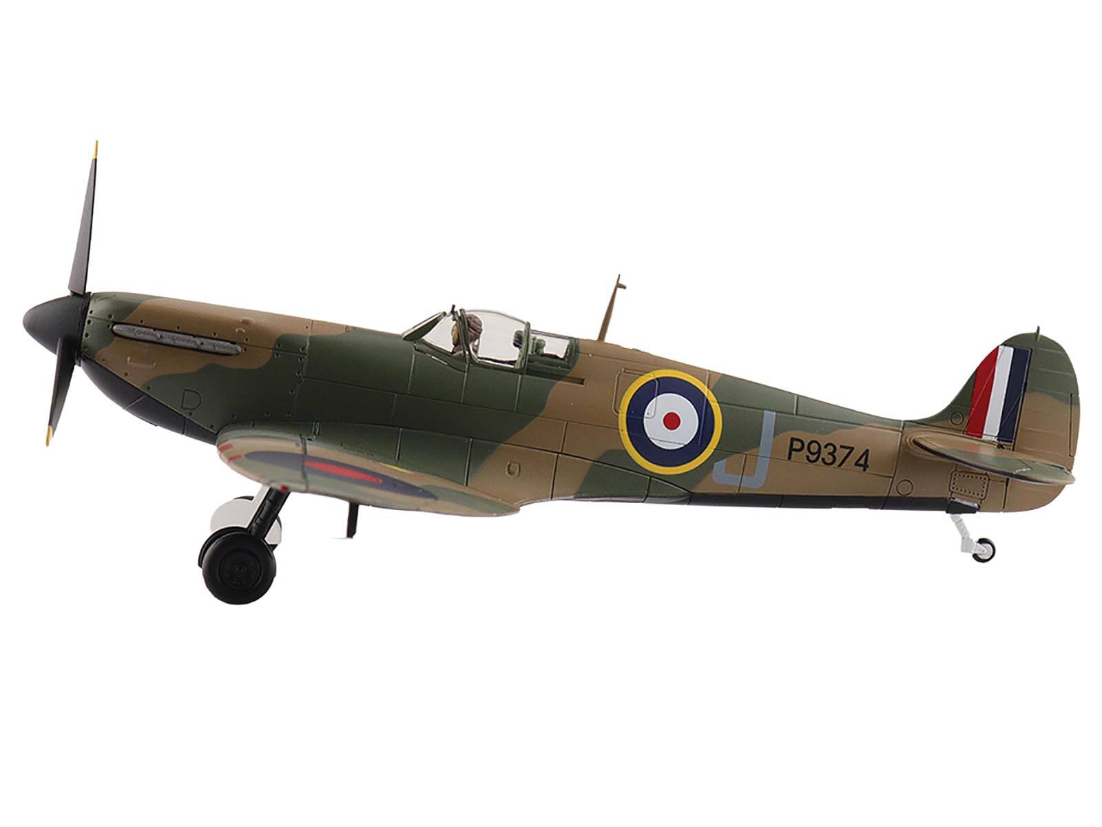 Angle. Hobby Master - Supermarine Spitfire Mk.1a Fighter Aircraft "J/P9374 Dunkirk" British Royal Air Force "Air Power Series" 1/48 - Multicolor.