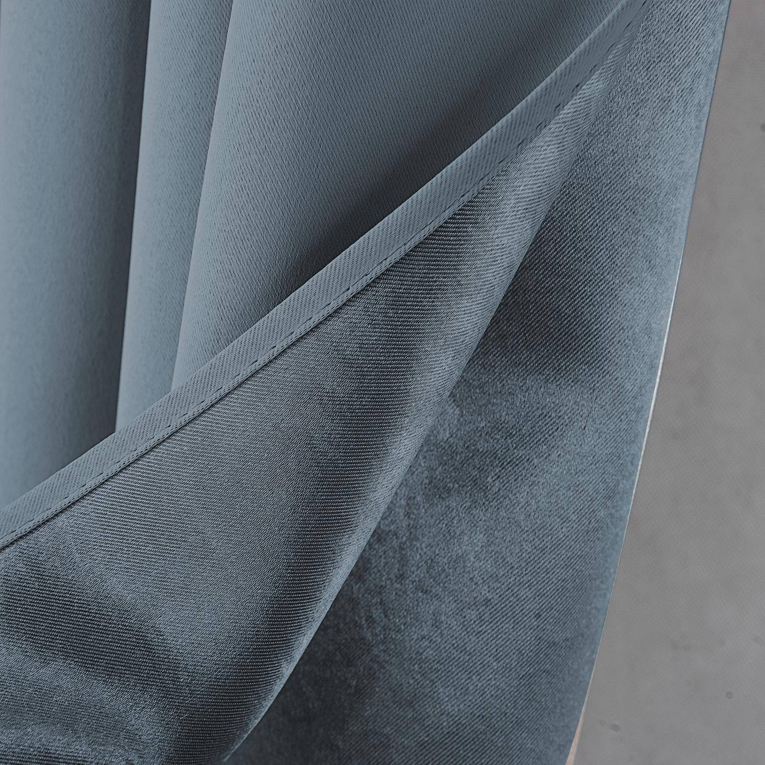 Left. RT Designers Collection - RT Designers Collection Anchorage Blackout Grommet Curtain Panel 54" x 84" Blue - Blue.