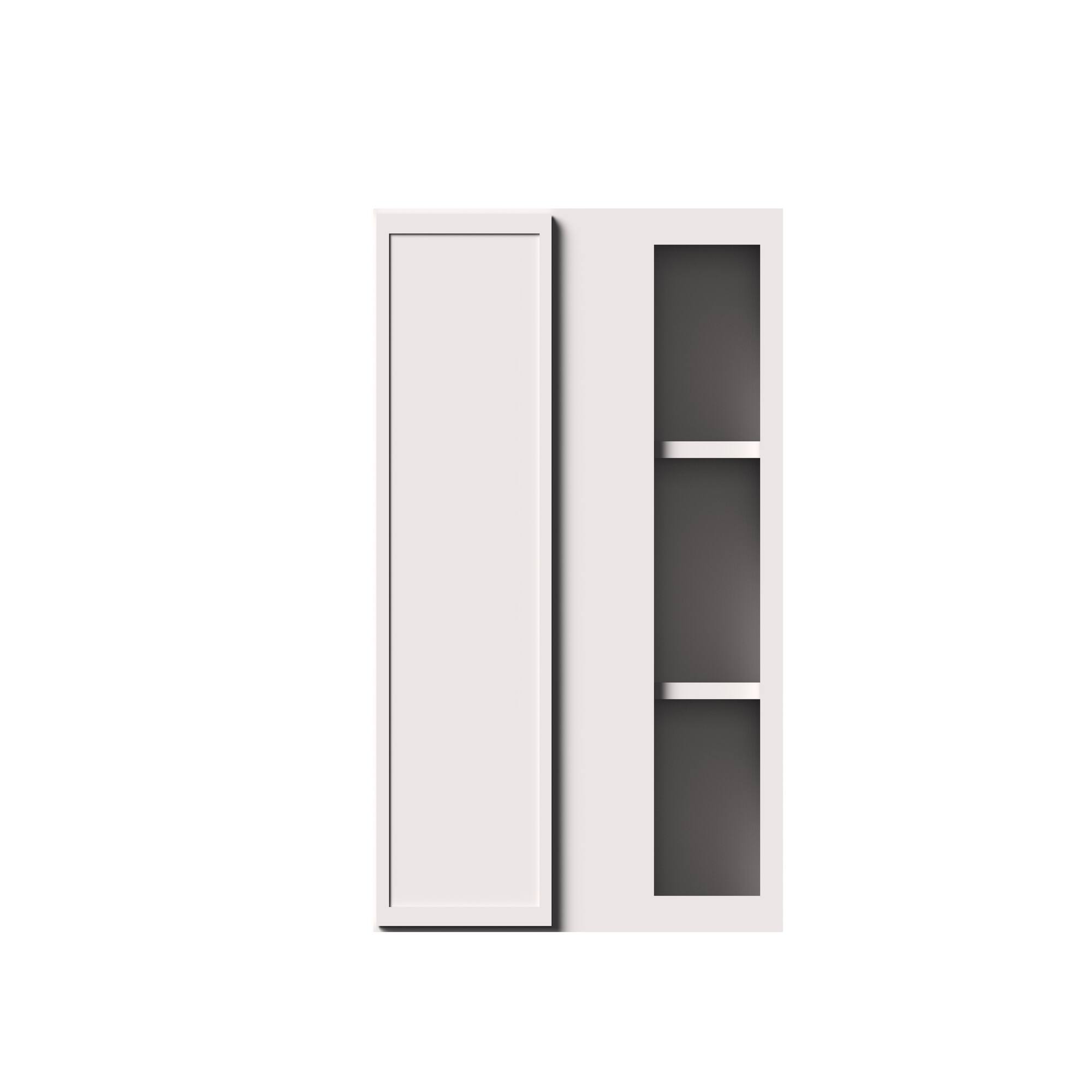 Alt View 1. Boyel Living - 27-in W x 30-in H x 12-in D Slim Shaker RTA Kitchen Corner Wall Cabinet with Soft-Close - Snow White.