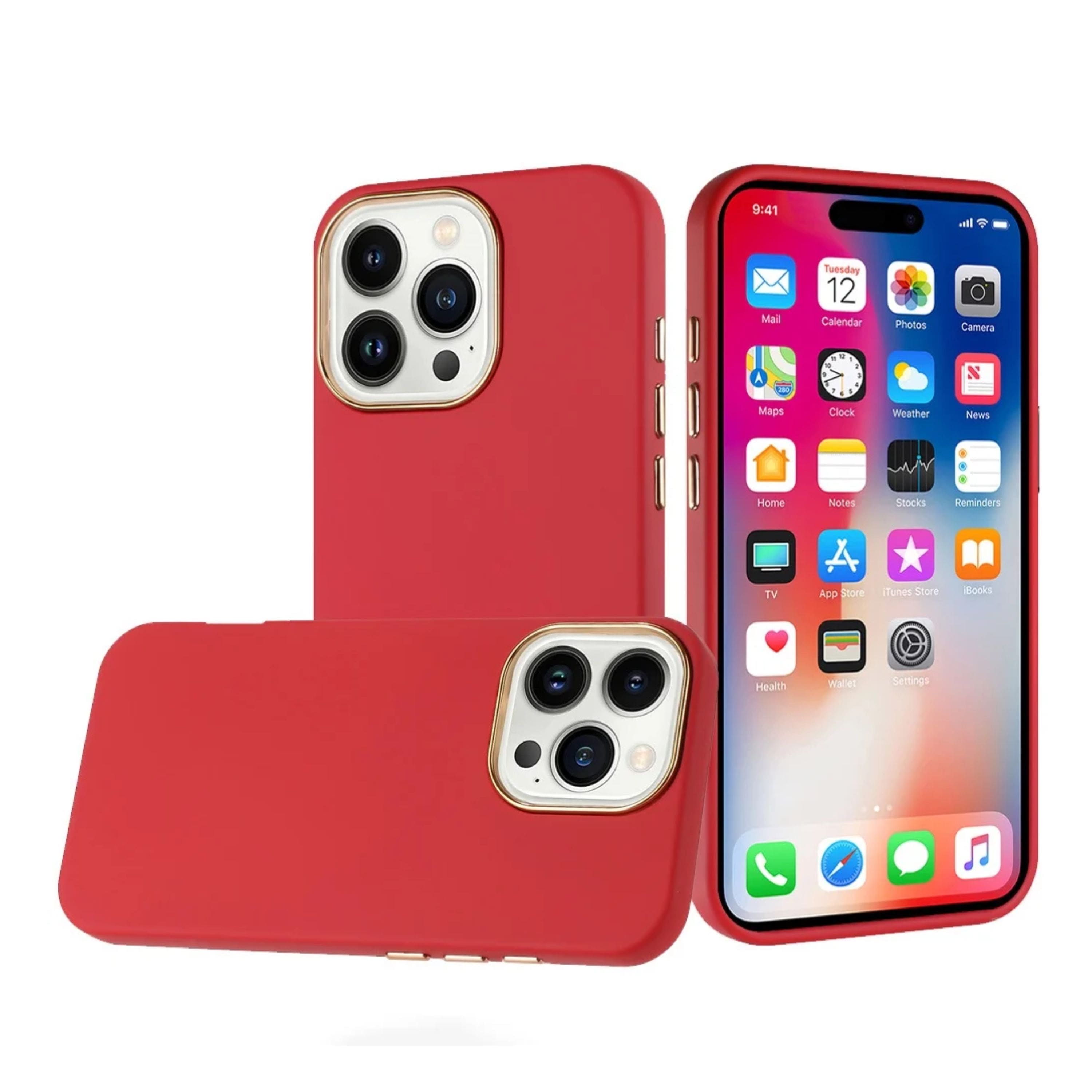 Kitcheniva - Premium Soft Cover Chrome buttons Phone Case With Tempered Glass For iPhone 16 Pro - Red price history on PriceWatchPro