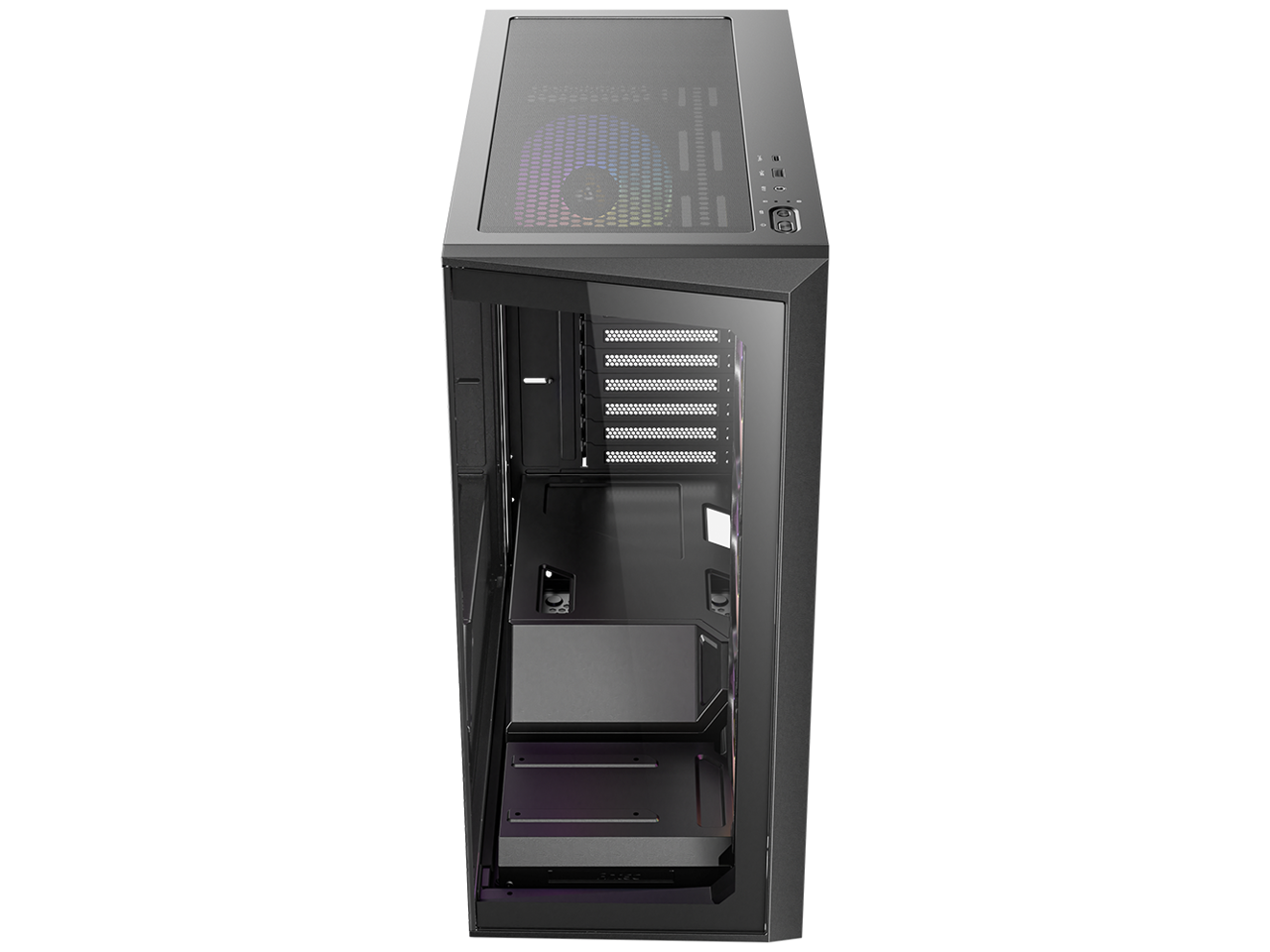 Alt View 8. Antec - Antec C3 ARGB, 4 x 120mm ARGB Fans, 8 Fan Support, Type-C 3.2 Gen 2, Tempered Glass, 360mm Radiator, Mid-Tower ATX Case - Black.