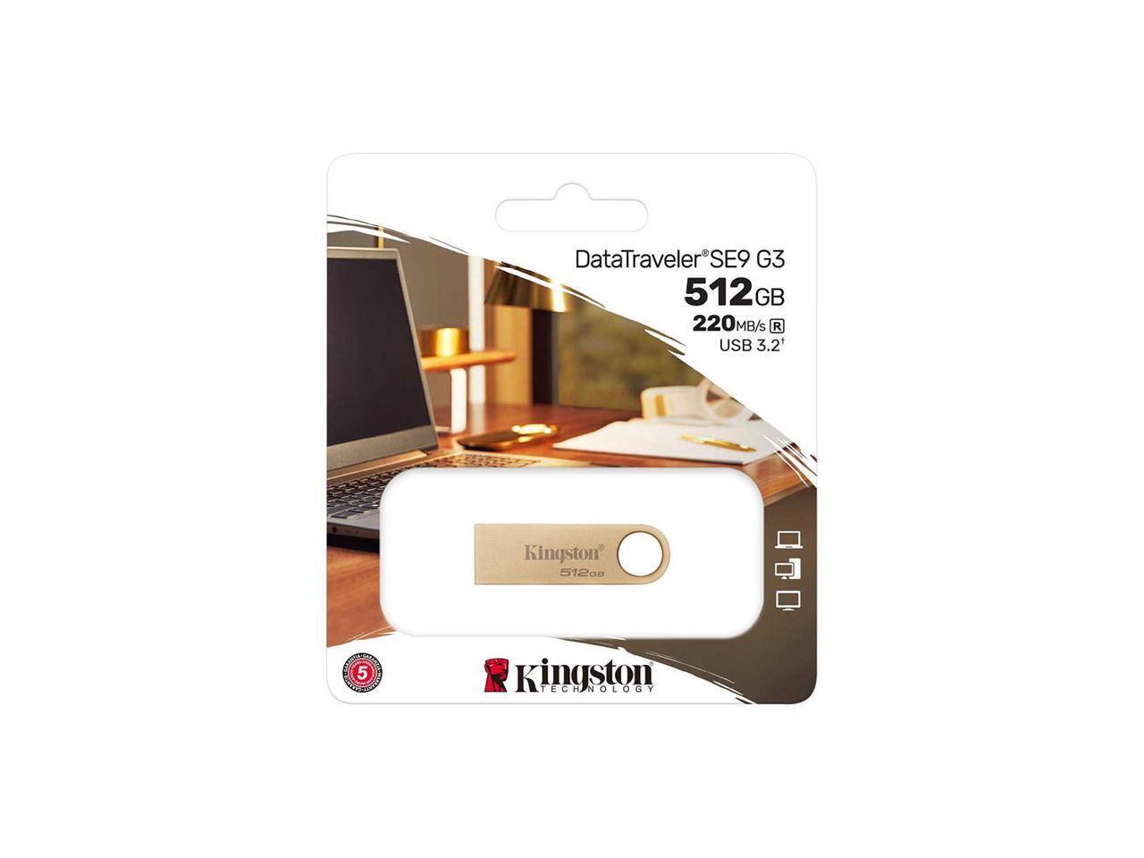 DataTraveler SE9 G3  
512GB  
220MB/s  
USB 3.2  
Kingston  
512GB  
Kingston Technology