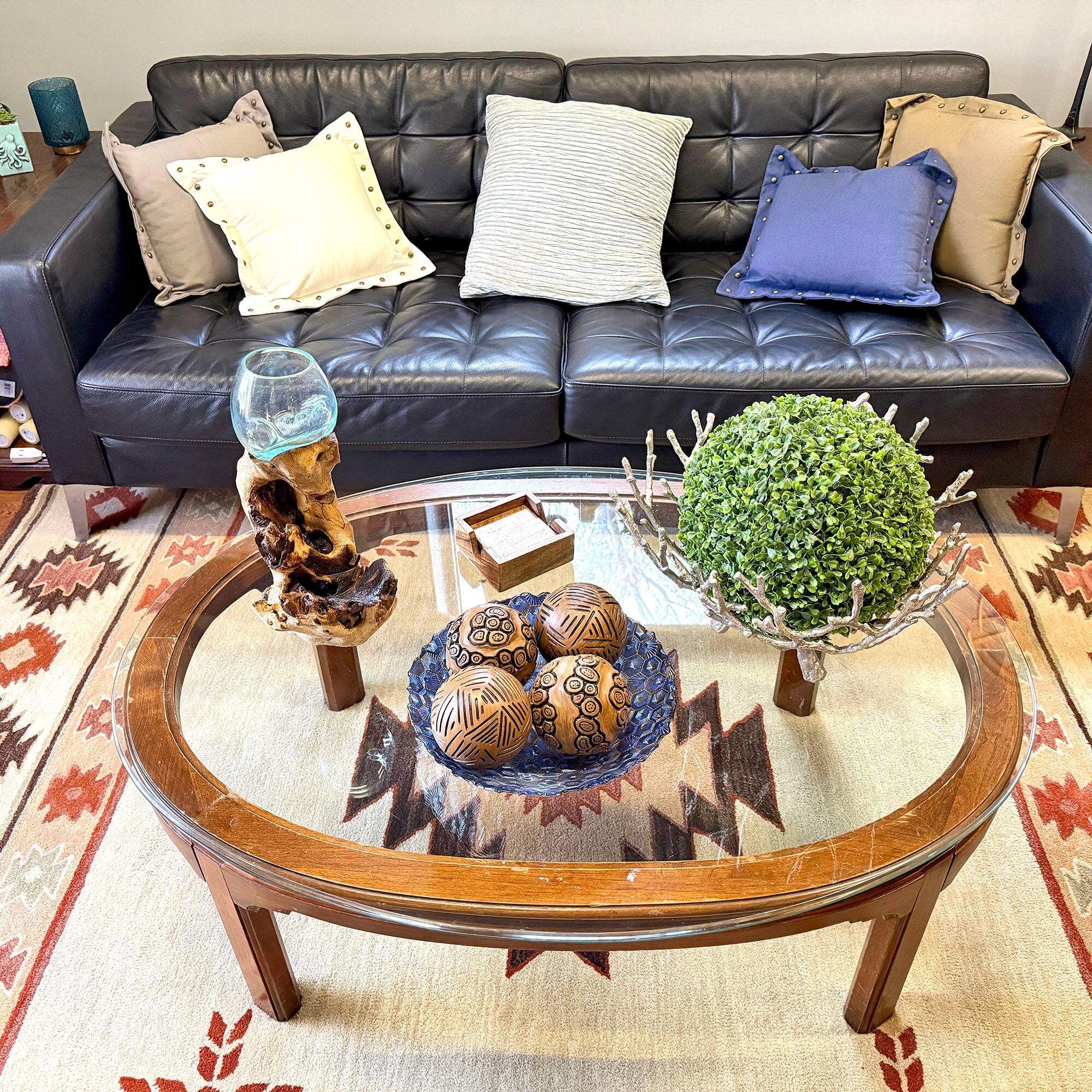 Alt View 5. Things2Die4 - Set of 4 Brown Resin Decorative Orbs 4 in Distressed Geometric Sphere Decor - Brown.