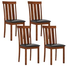 Gymax - Dining Chairs Set of 4 Dining Room Chairs w/ PU Leather Upholstered Seat - Brown