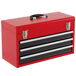 Costway - Portable Tool Chest Box Storage Cabinet Garage Mechanic Organizer 3 Drawers - Red+Black