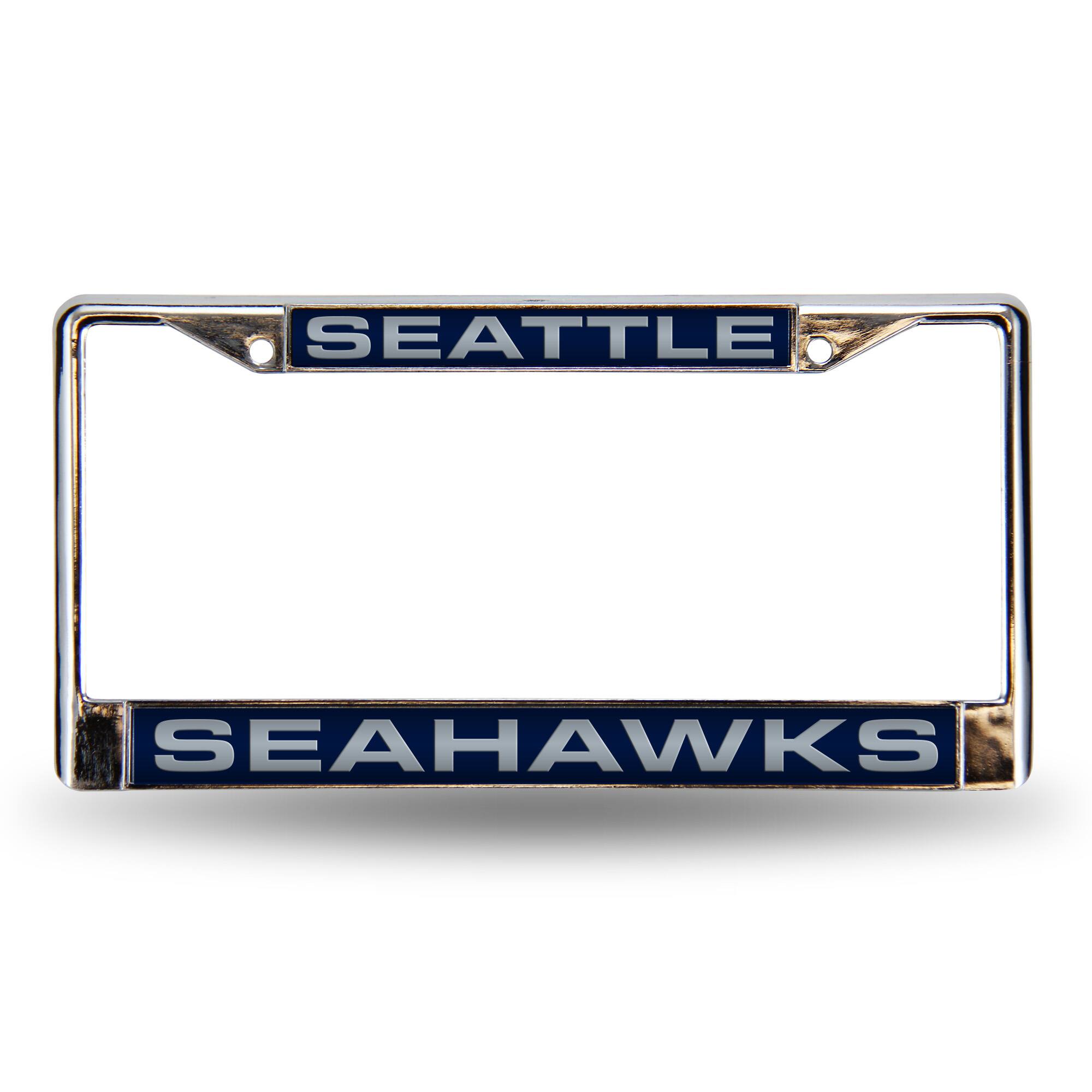 Seattle Football Seahawks Chrome Metal Laser Cut License Plate Frame