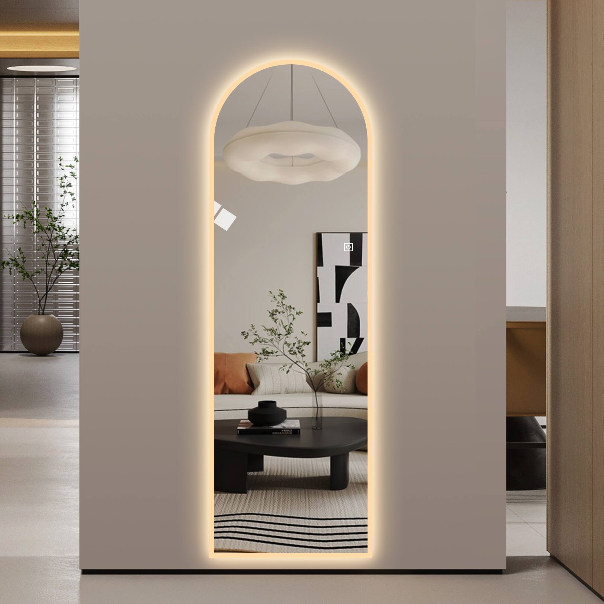 Alt View 1. Boyel Living - 65 by 21 Inch LED Full Length Wall Mirror Symmetrical Arch Design with Frosted Glass.