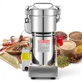 VEVOR - 300g Electric Grain Mill Grinder, 1500W 28000RPM High Speed Spice Corn Dry Grinding Machine, Stainless Steel Pulverizer - Silver