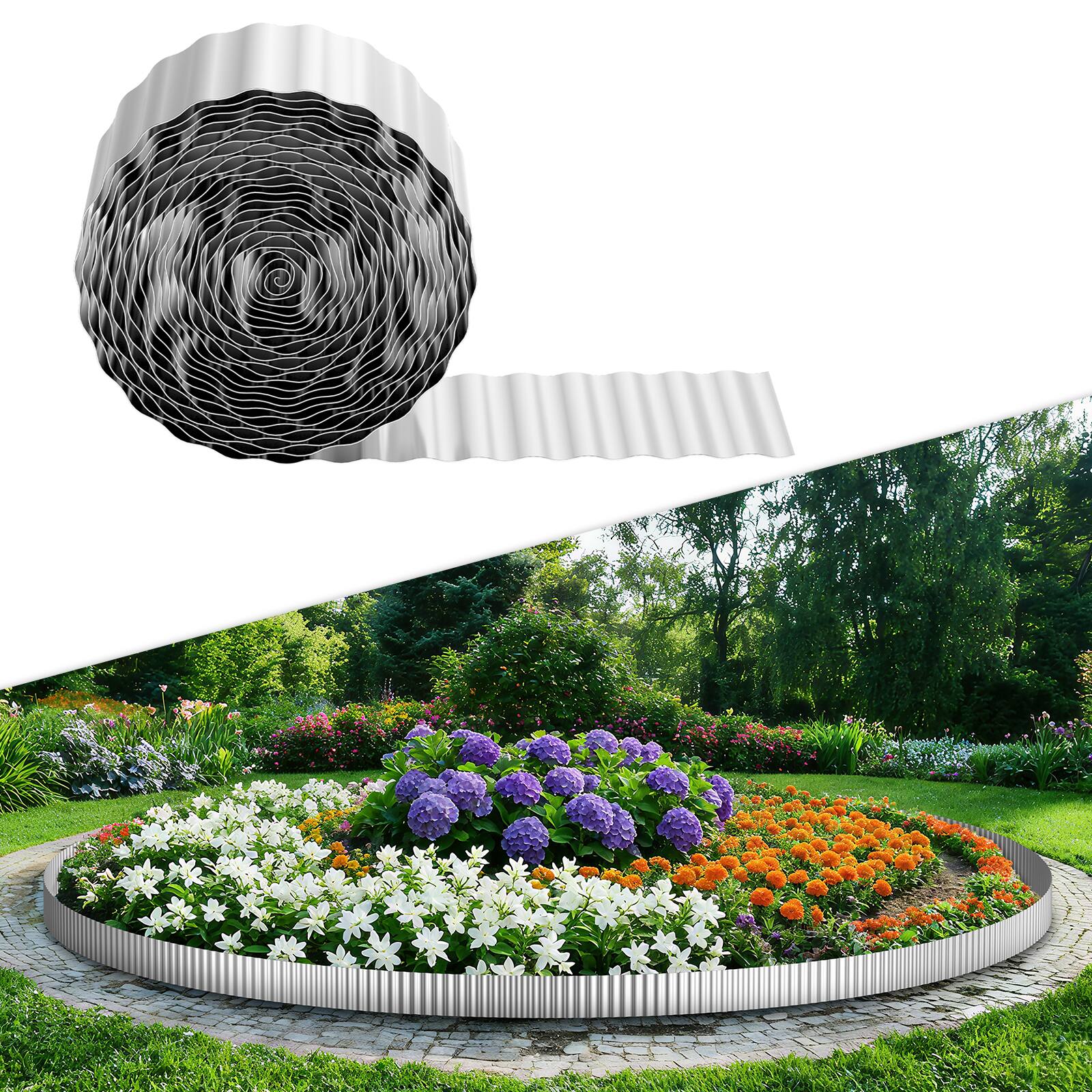 Alt View 1. Oumilen - Silver Galvanized Metal Garden Edging, 6in × 50ft.