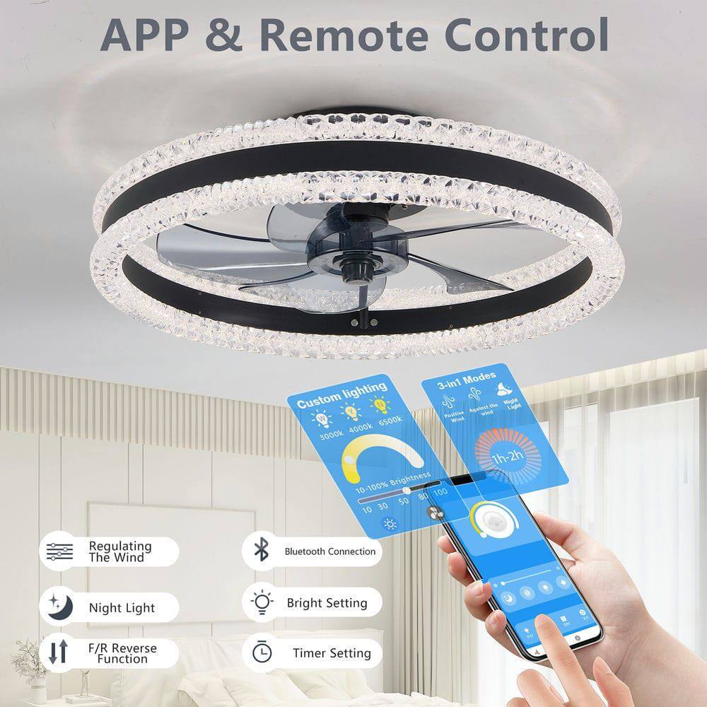 APP & Remote Control

- Custom Lighting
  - 3000K 4000K 6500K
  - 10-100% Brightness
  - 10 30 50 80 100

- 3-in-1 Modes
  - 1h-2h

- Regulating The Wind

- Bluetooth Connection

- Night Light

- Bright Setting

- F/R Reverse Function

- Timer Setting