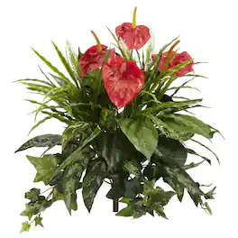 BreeBe - 24" Mixed Anthurium Artificial Plant (Set of 2) - Green