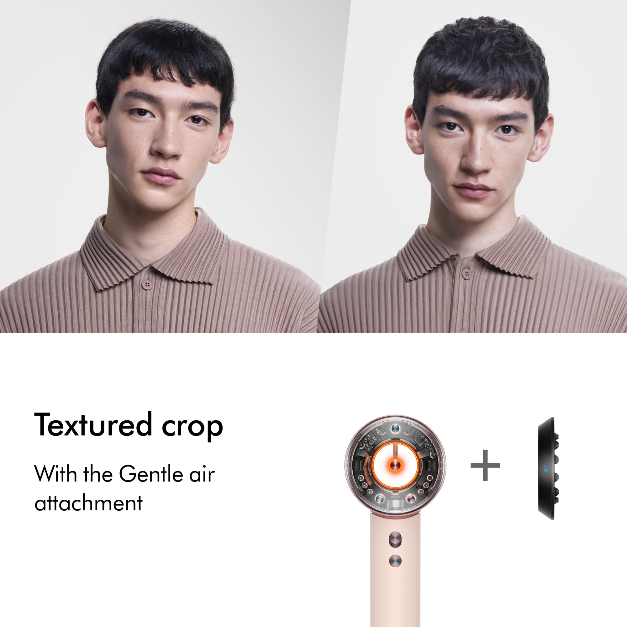 Textured crop with the Gentle air attachment.