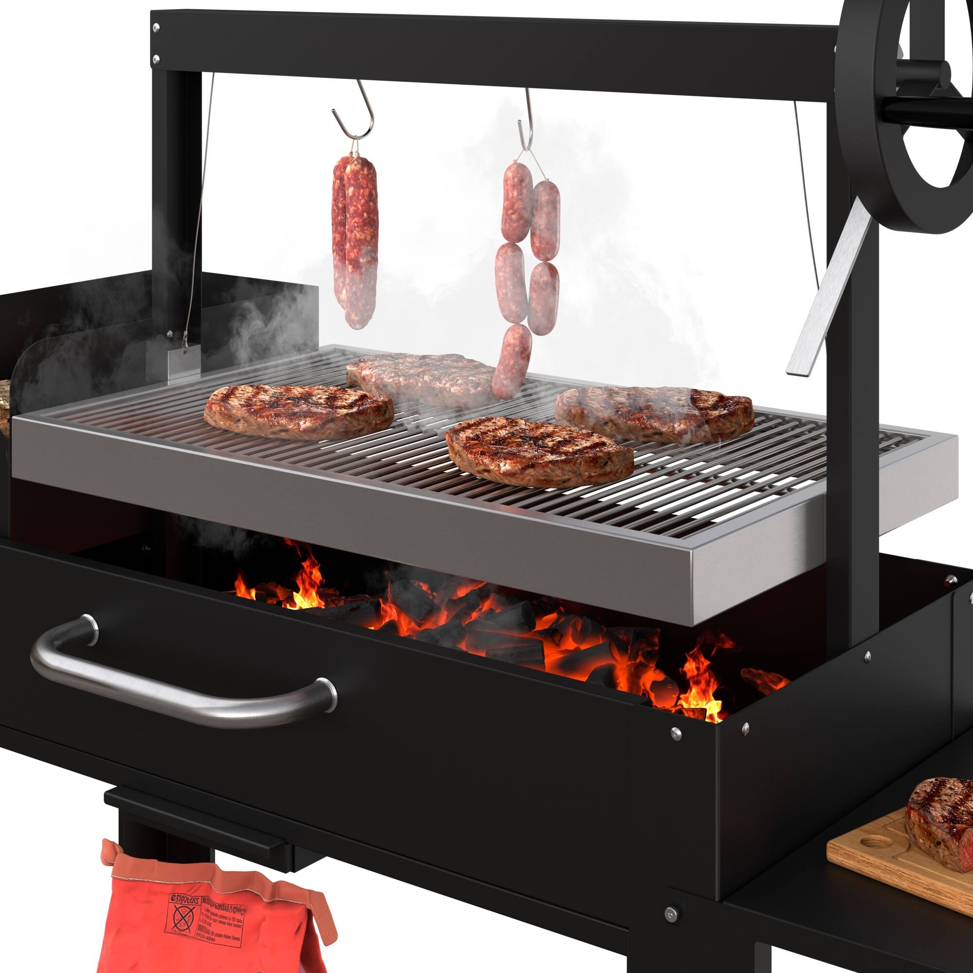 Alt View 1. Koolmore - 54 in. Argentine Charcoal Grill, Adjustable Grate Outdoor BBQ, in Black (KM-OG-A-54) - Black.