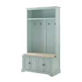 Crosley Furniture - Holbrook Hall Tree - Distressed Seafoam Blue
