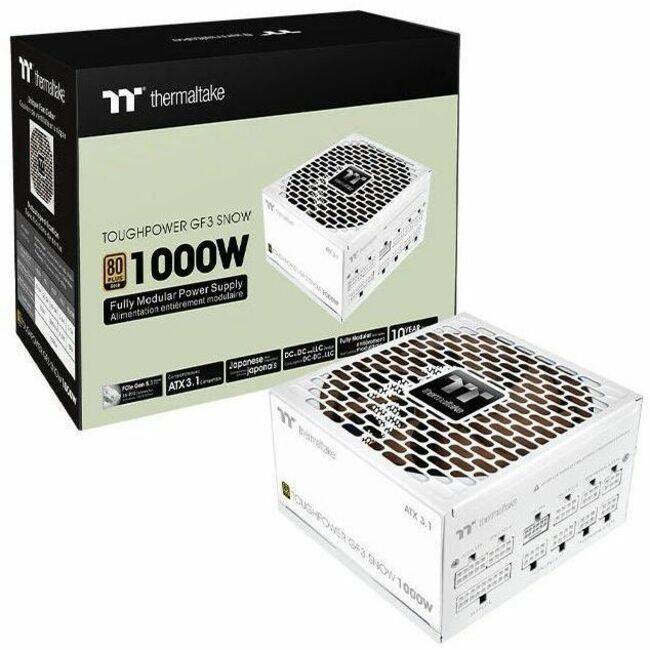 Thermaltake GF3 Snow Toughpower 80 Plus 1000W Supply Modular Power Fully entierement Alimentacion oc..uc DC. --uC Jopanese jopona's ATX3.1 FOW TY 10t o CY D T 4 A temtzto NO ATX3.1 27 WODD