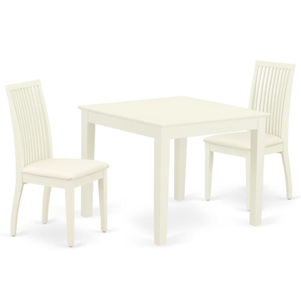 Back. East West Furniture - Dining Room Set Linen White - Brown.
