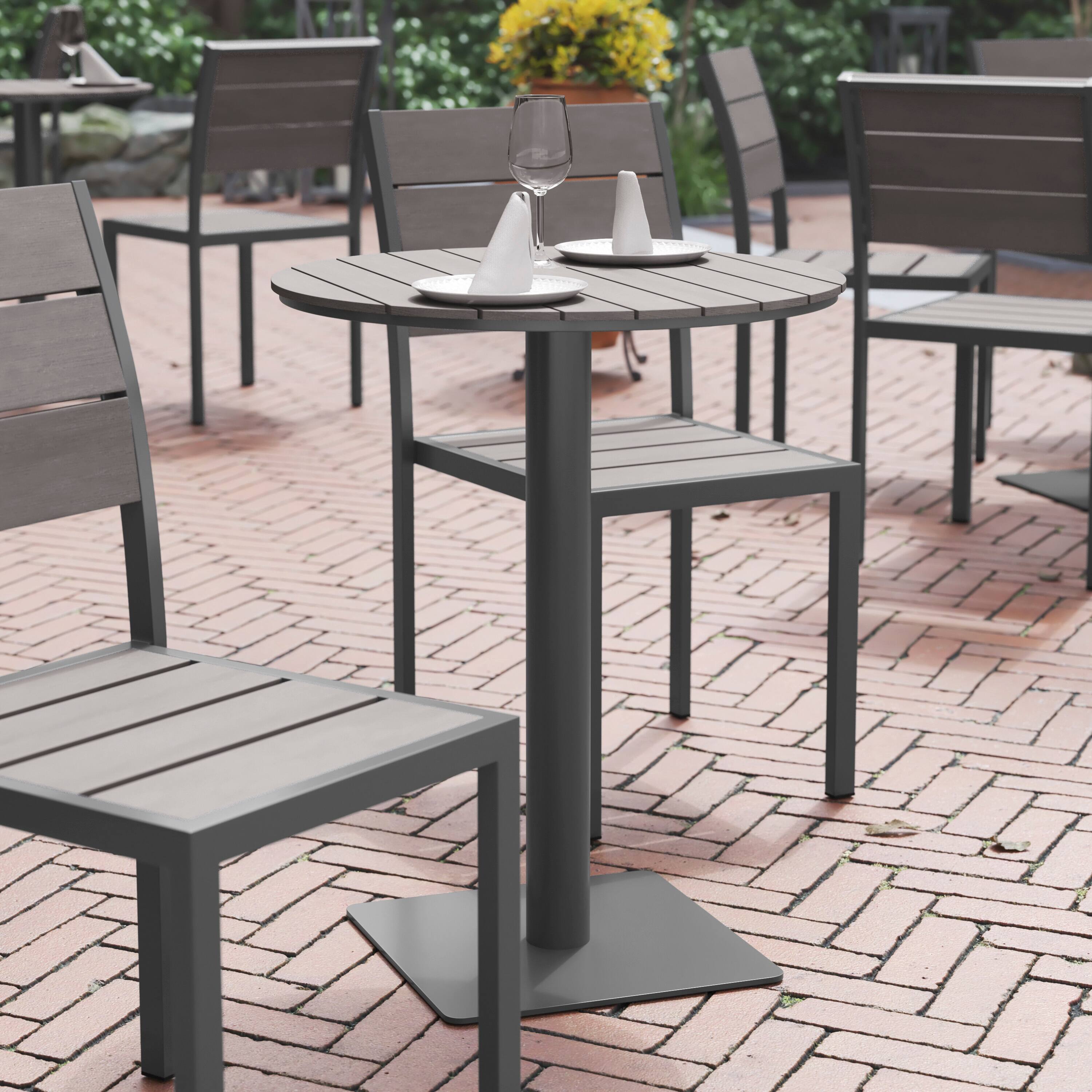 Alt View 1. Flash Furniture - Finch Commercial Grade Round 24" Table with Faux Teak Poly Slats and Steel Frame, Gray/Gray - Gray.