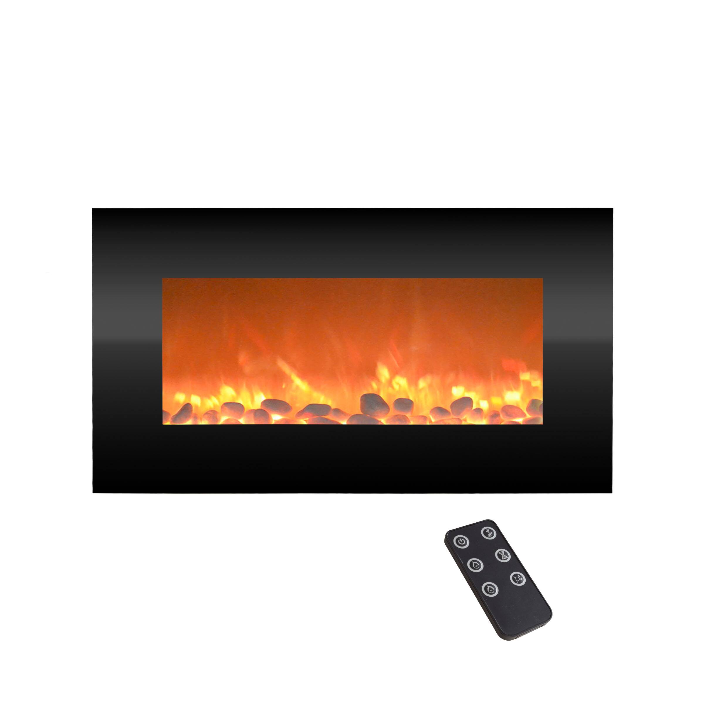 Angle. Northwest - 30-Inch Wall Electric Fireplace, Black - Black.