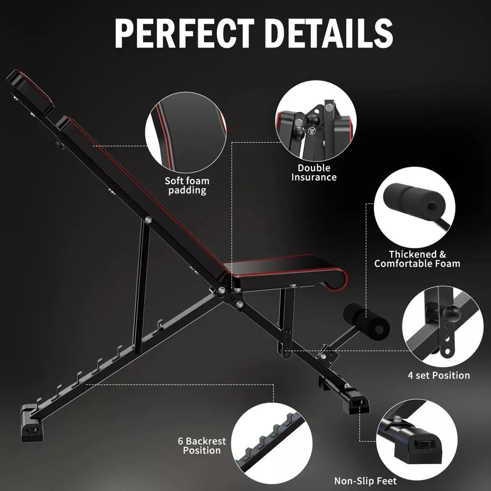 PERFECT DETAILS

- Soft foam padding
- Double Insurance
- Thickened & Comfortable Foam
- 4 set Position
- 6 Backrest Position
- Non-Slip Feet