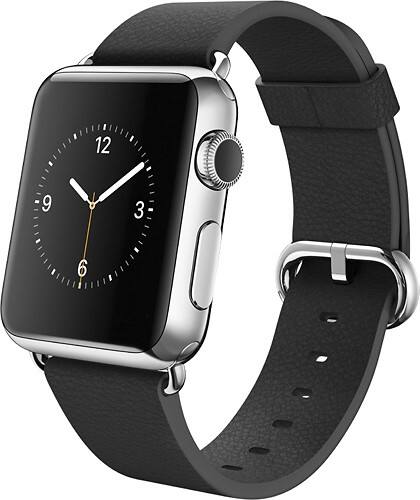 Angle Standard. Geek Squad Certified Refurbished Apple Watch (first-generation) 38mm Stainless Steel Case.