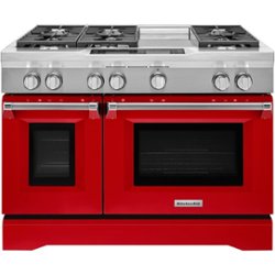 KitchenAid - 6.3 Cu. Ft. Self-Cleaning Freestanding Double Oven Dual Fuel Convection Range - Signature red - Front_Zoom