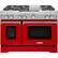 Front. KitchenAid - 6.3 Cu. Ft. Self-Cleaning Freestanding Double Oven Dual Fuel Convection Range - Signature red.