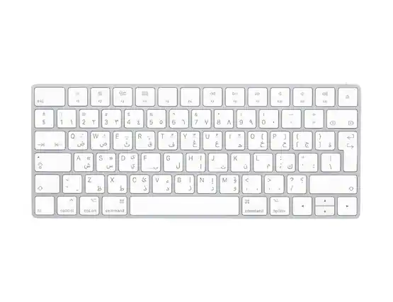 The image shows a white keyboard with a close-up view of the letters and numbers. The keyboard has a combination of letters and numbers, including the numbers 1 through 9, and letters such as A, B, C, D, E, F, G, H, I, J, K, L, M, N, O, P, Q, R, S, T, U, V, W, X, Y, and Z. The keyboard also has a control, option, and command key.