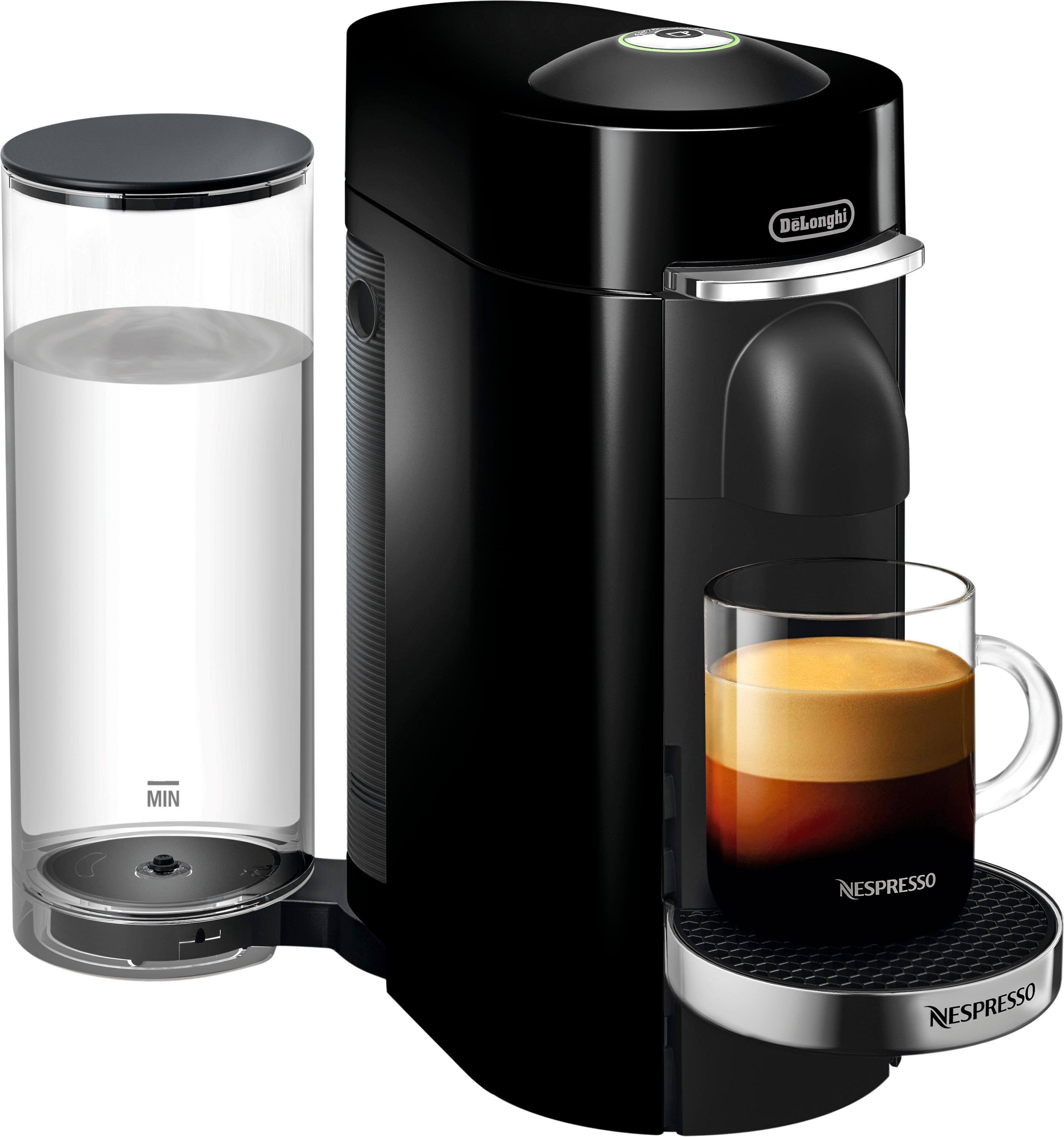 Left. De'Longhi - Nespresso Vertuo Plus Deluxe Coffee & Espresso Machine with Aerocinno - Piano Black.
