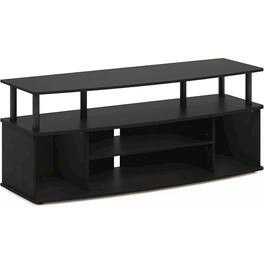 FurniFact - TV Stand with 3 Open Shelves, 2 Cabinets, for Up to 55 Inch TV - Blackwood