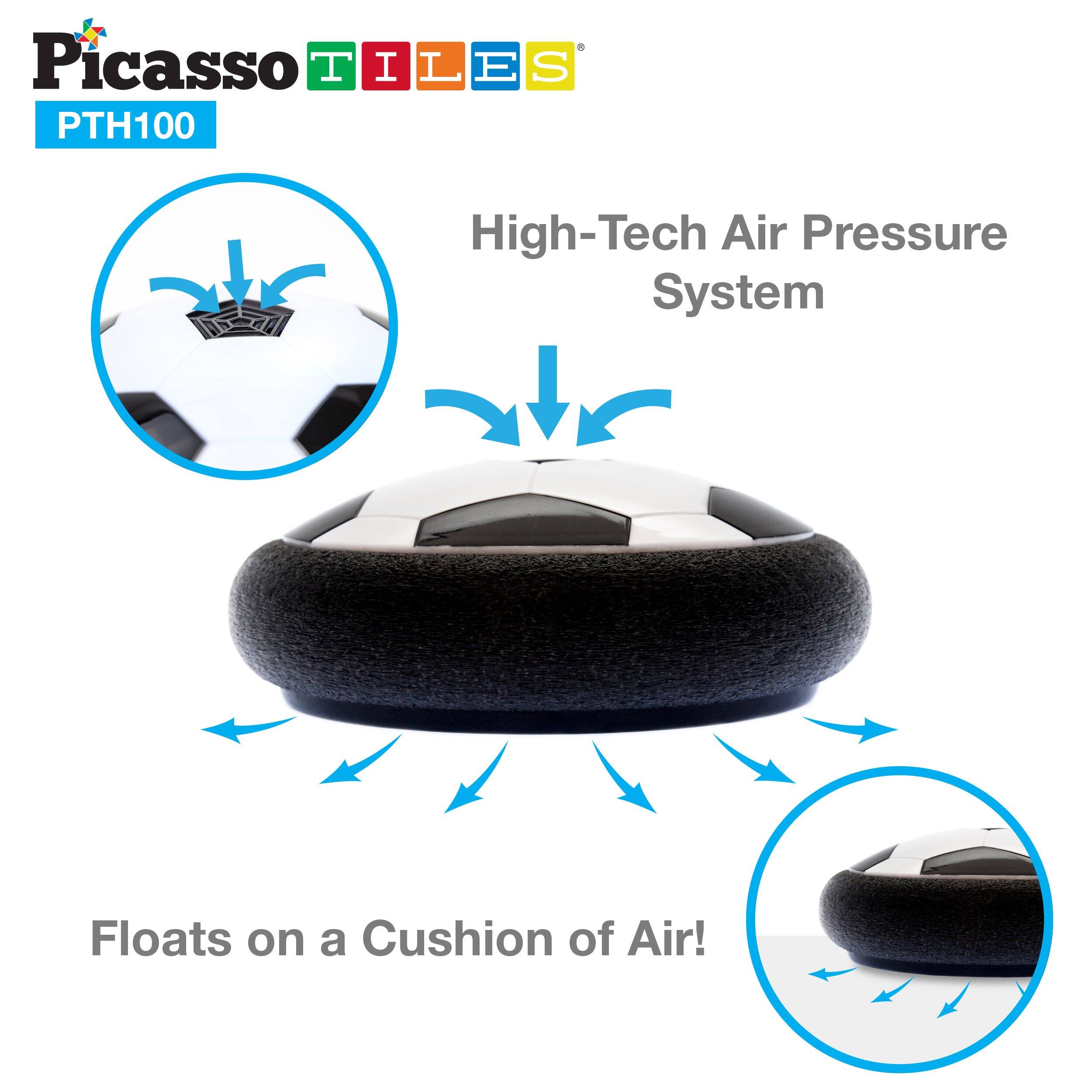 Picasso Tiles  
PTH100  

High-Tech Air Pressure System  
Floats on a Cushion of Air!