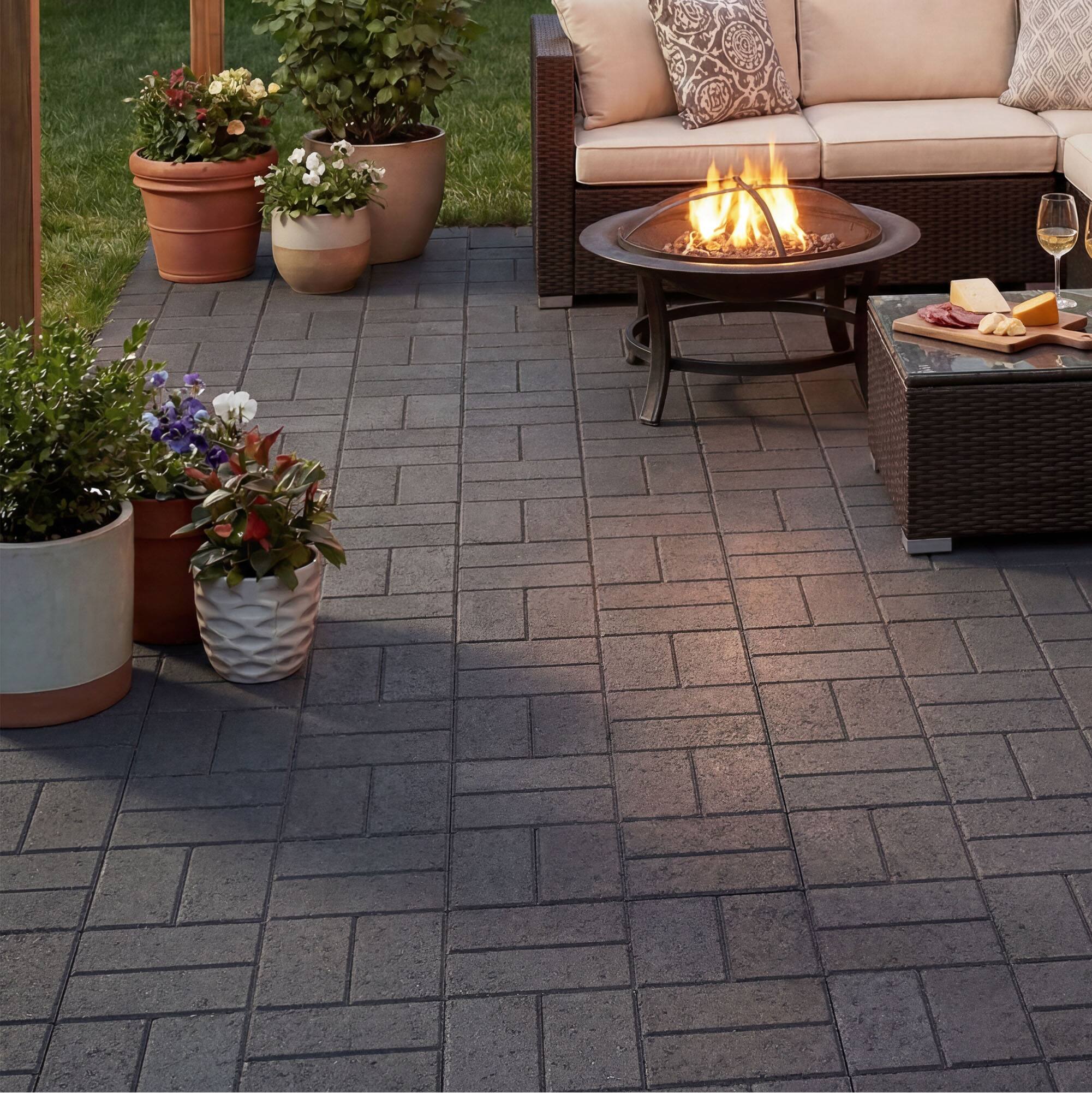 Alt View 4. Tierra Verde - Tierra Verde 16" x 16" Brick Rubber Paver, Outdoor Floor Tiles, Grey, 4 Pack.
