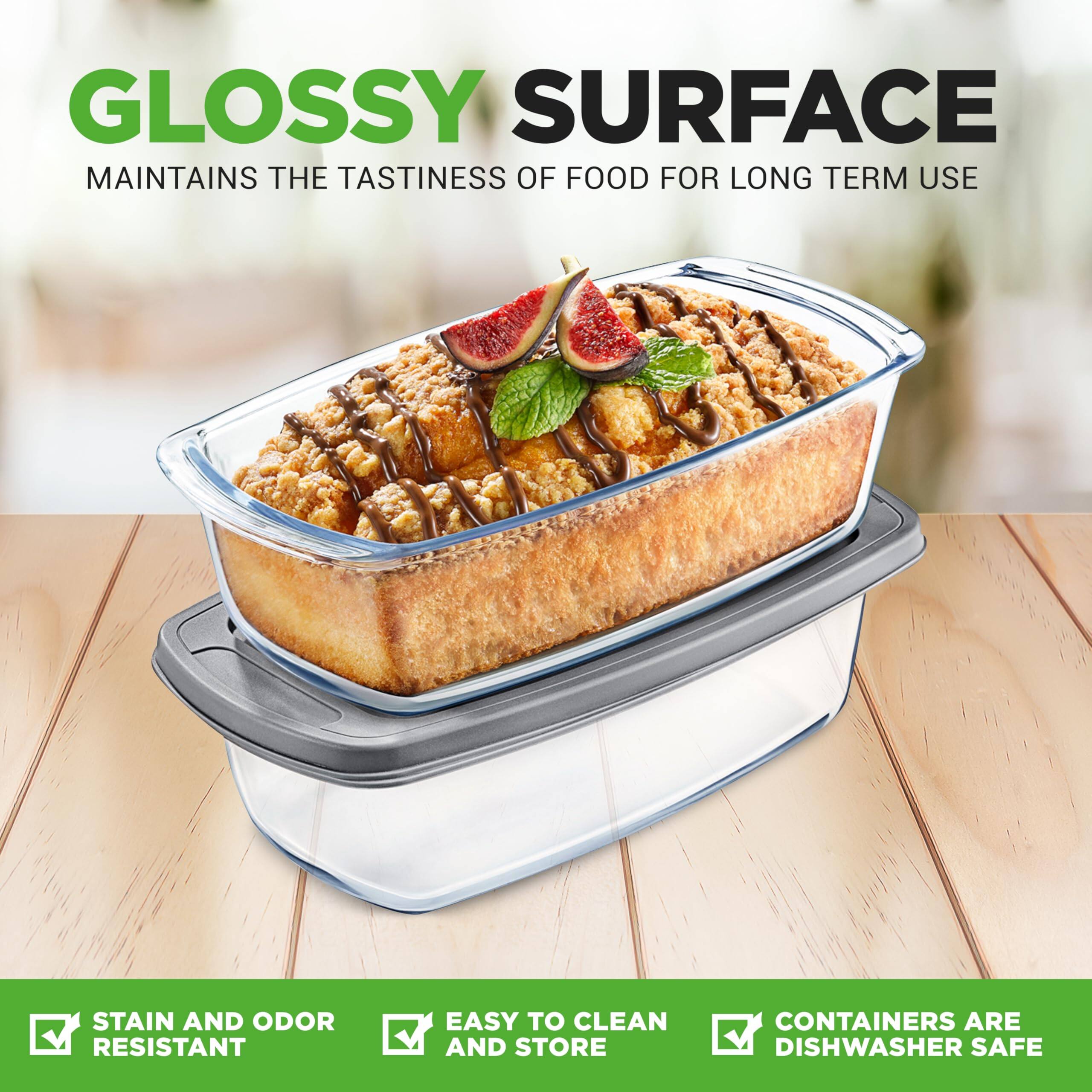 GLOSSY SURFACE  
MAINTAINS THE TASTINESS OF FOOD FOR LONG TERM USE  

STAIN AND ODOR RESISTANT  
EASY TO CLEAN AND STORE  
CONTAINERS ARE DISHWASHER SAFE