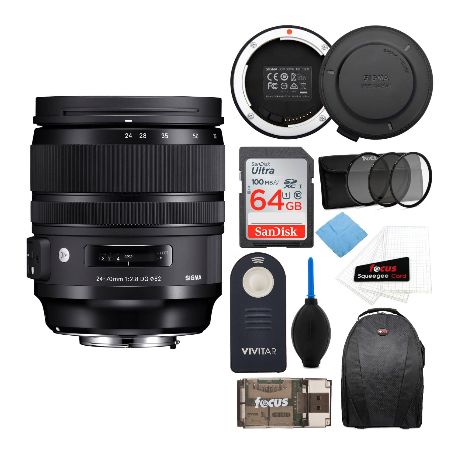 Sigma - 24-70mm f/2.8 DG OS HSM ART Lens for Canon EF with USB Dock Bundle
