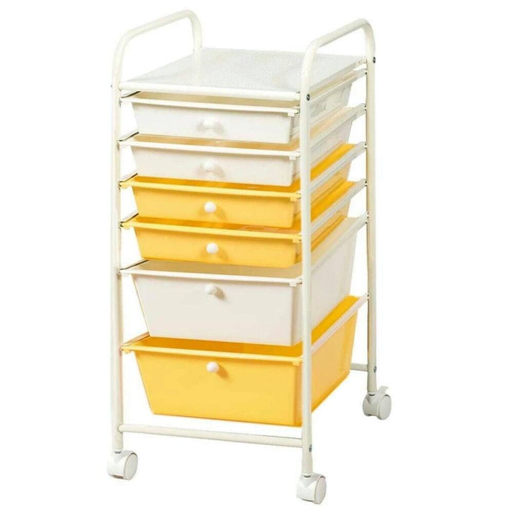 Alt View 6. Pefilos - 6 Drawers Rolling Storage Cart Organizer-Yellow, Craft Organizers and Storage, Multipurpose Organizer Cart for Home, Off - Yellow.