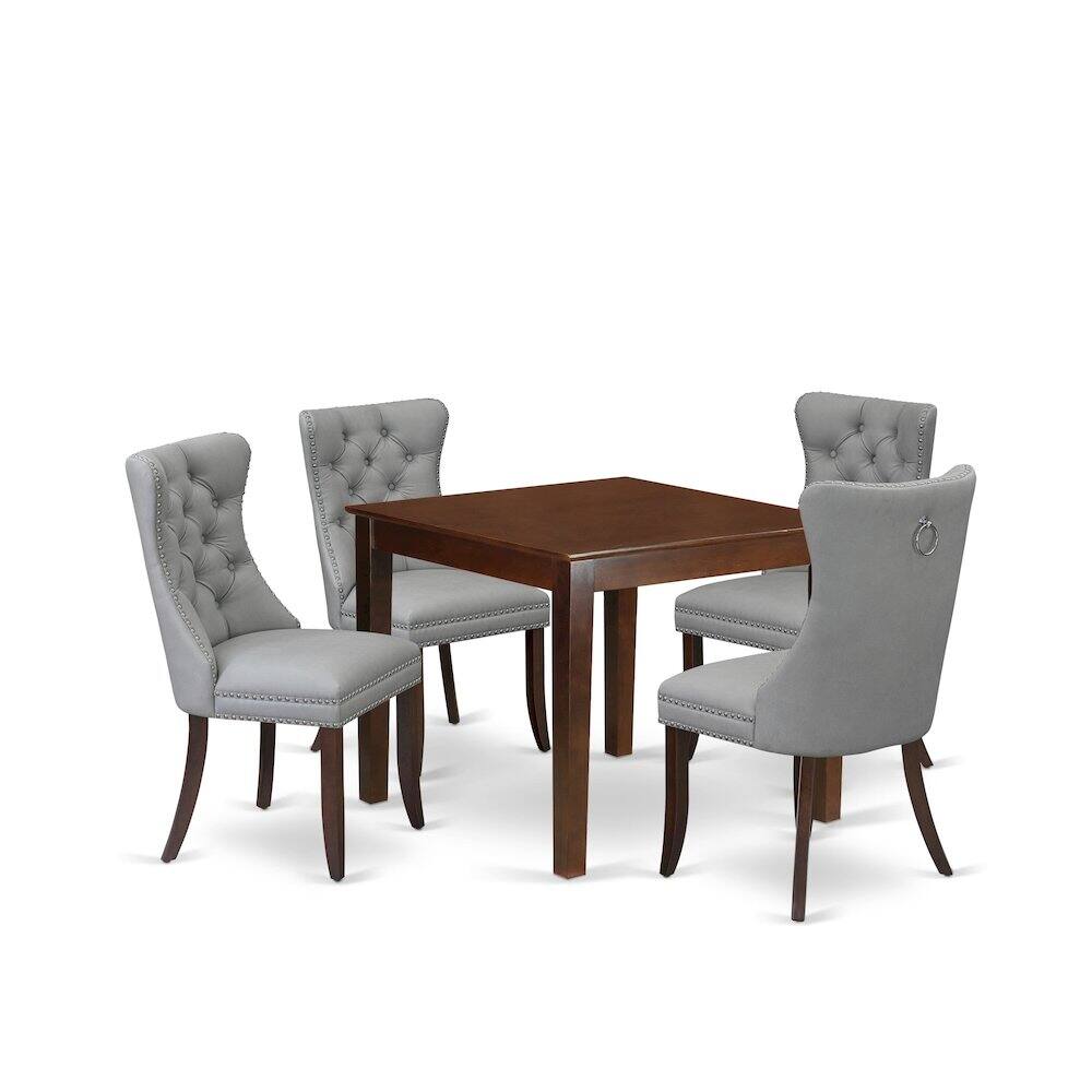 Front. East West Furniture - 5 Piece Kitchen Table & Chairs Set Consists of a Square Dining Table - Mahogany.