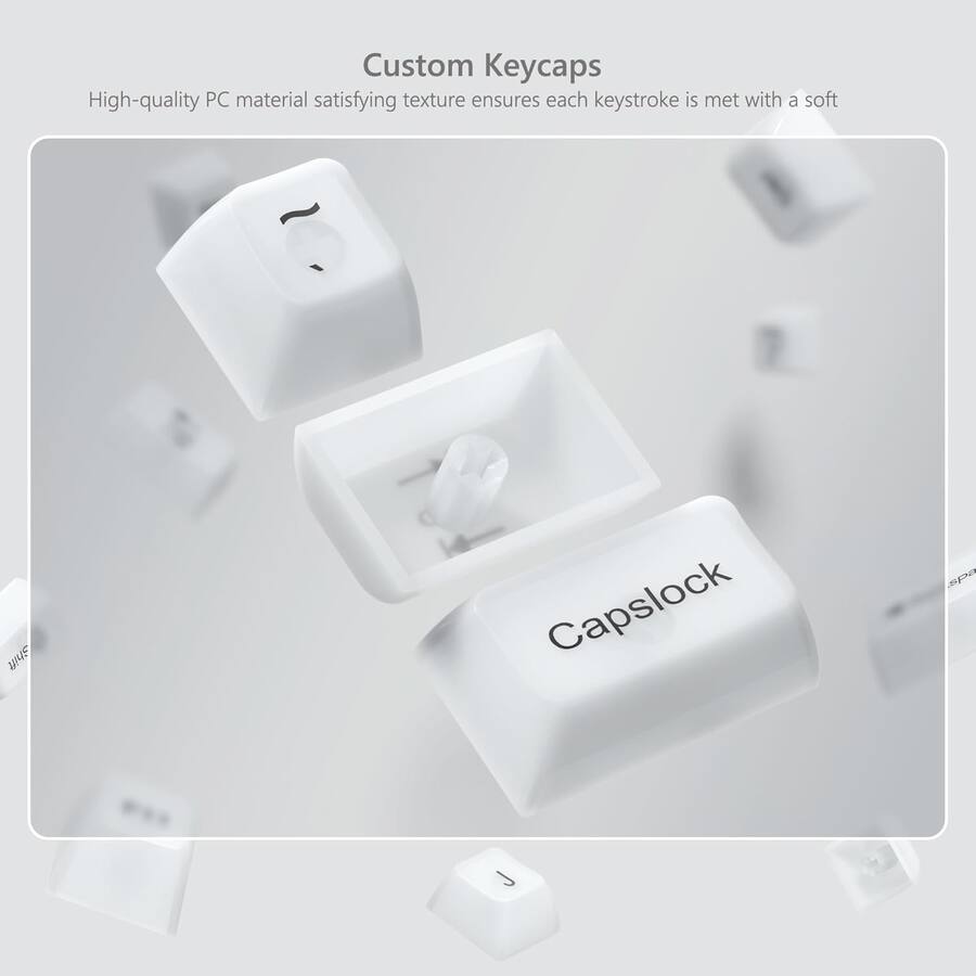 White Computer Keyboard Transparent Womier Cute Jelly Keycaps , Transparent Clear Custom Key Cap Set for ...