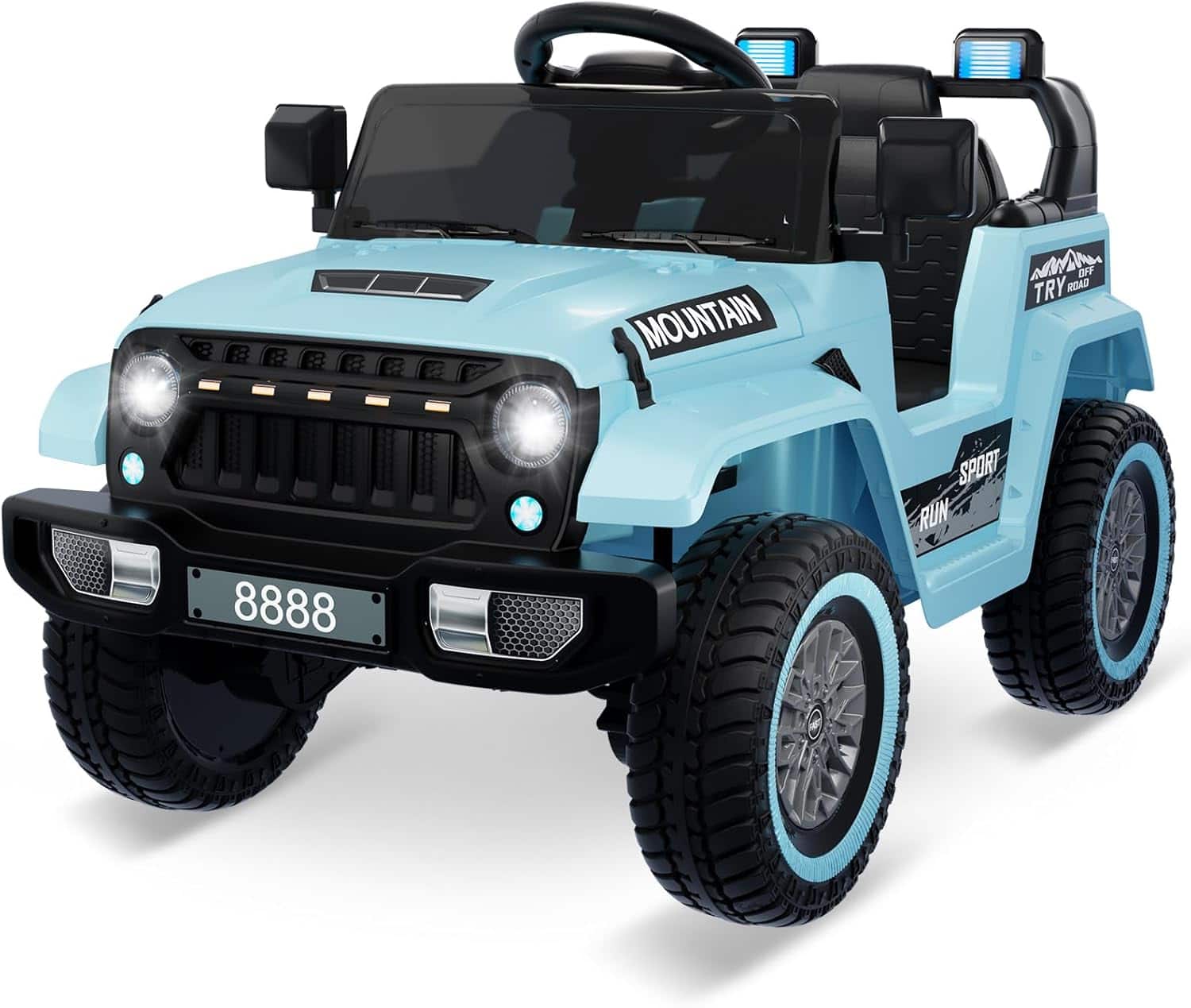 Homhougo - 12V Kids All-Terrain Ride-On Truck Remote Control 3 Speeds LED Lights