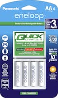 Panasonic - eneloop Quick Individual Battery Charger and 4 AA Batteries Kit - White - Front_Zoom