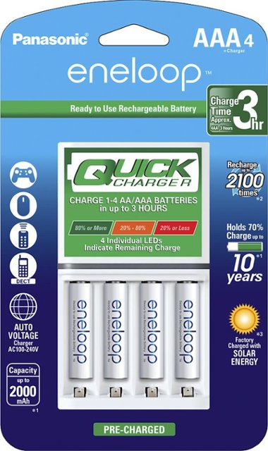 KKJ55M3A4BA Chargeur rapide + 4 piles rechargeables Ni-MH AAA préchargées  Panasonic eneloop Batteries Expert