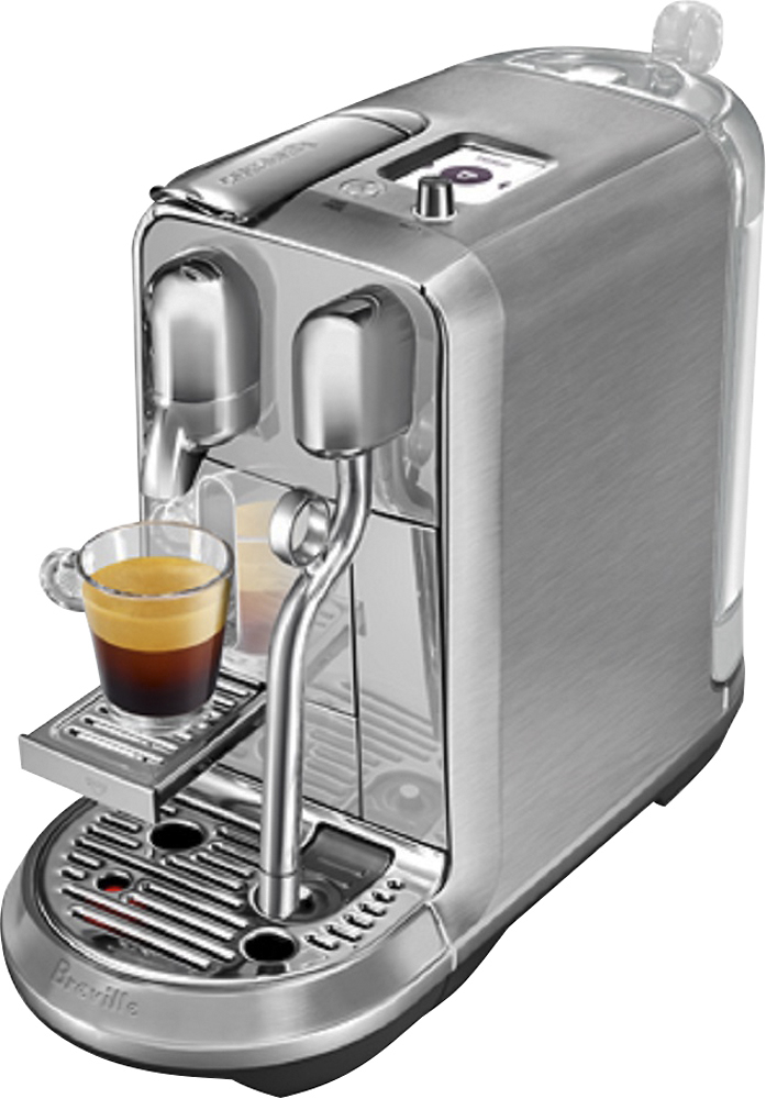 Angle View: Nespresso Essenza Mini  Espresso Machine by De'Longhi, Piano Black with Aeroccino Milk Frother - Piano Black