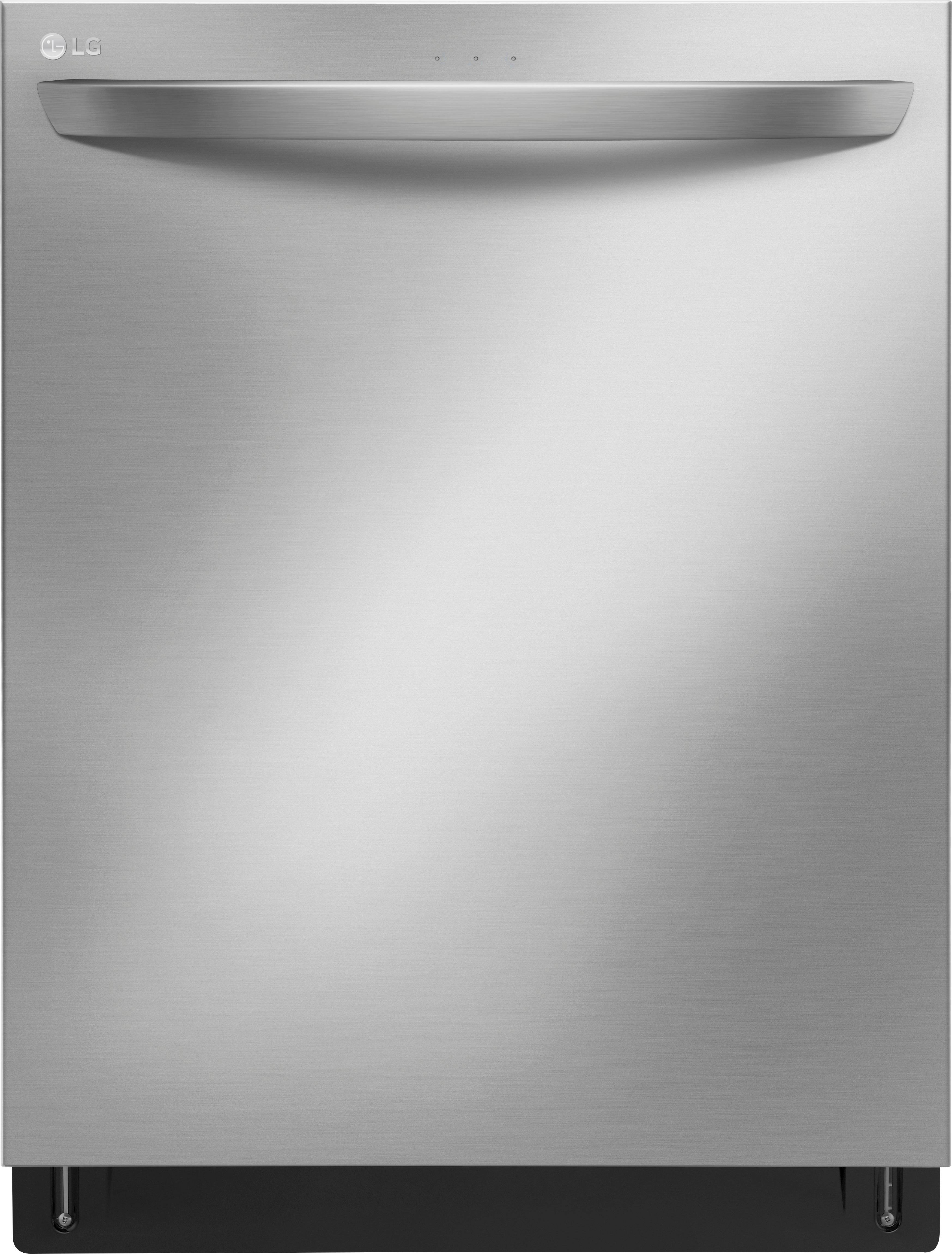 LG - 24" Top Control Smart Wi-Fi Enabled Dishwasher with QuadWash and Steel Tub with Light - Stainless steel