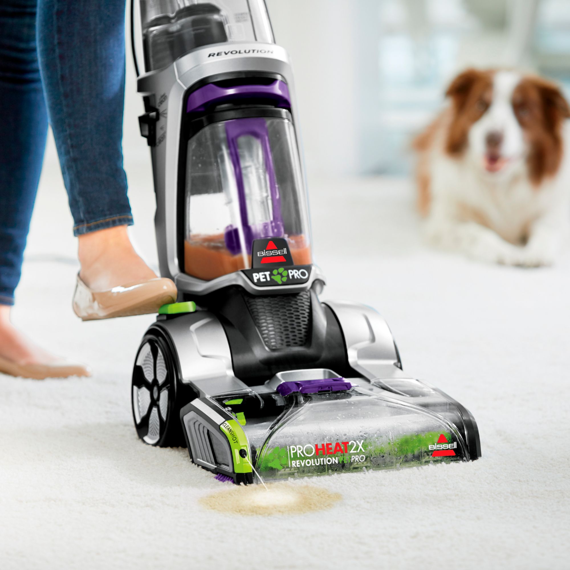 BISSELL - ProHeat 2X Revolution Pro Corded Upright Deep Cleaner - Silver/purple