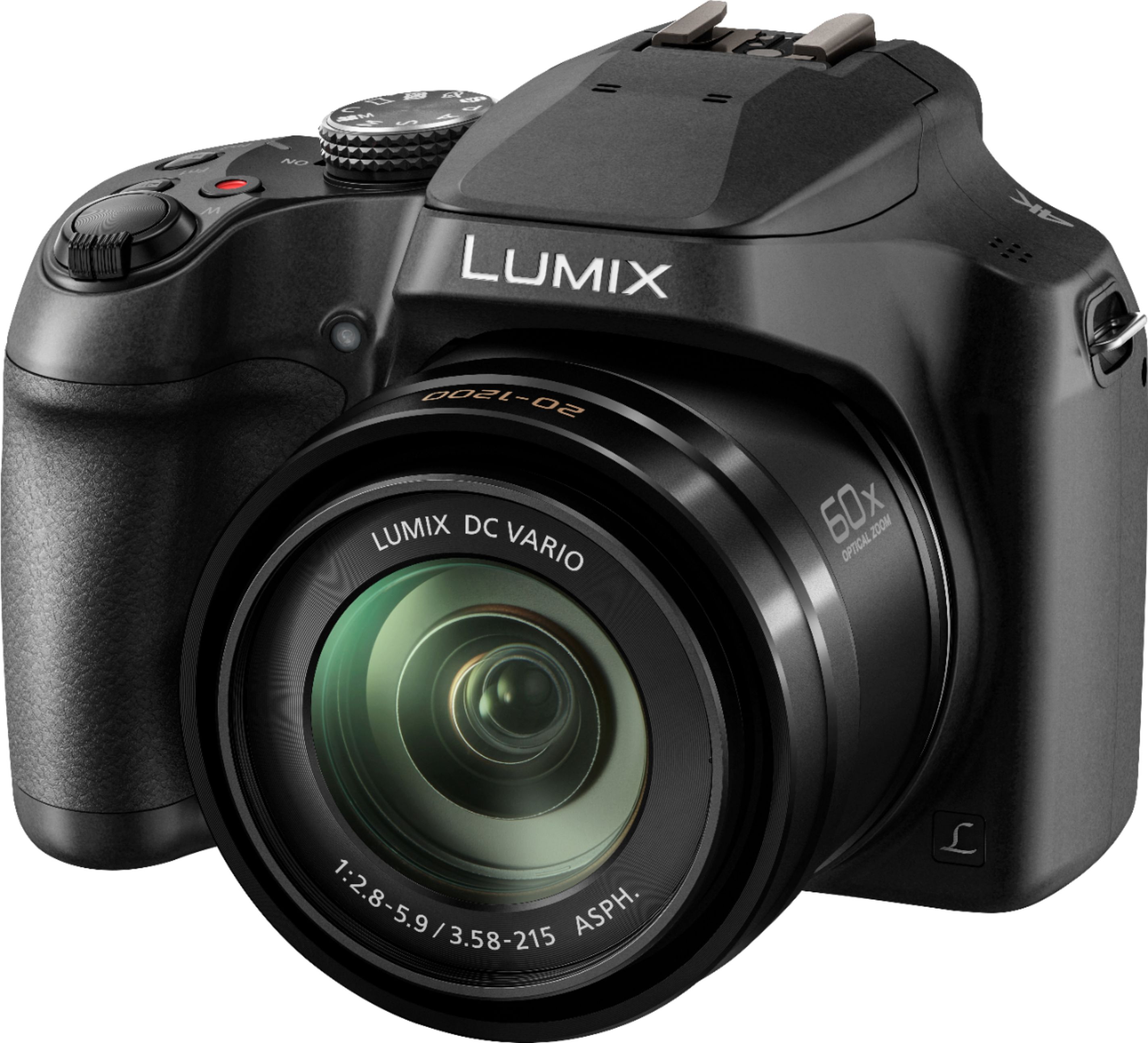 Left View: Panasonic - LUMIX FZ80 18.1 Megapixels 4K Photo Point and Shoot Digital Camera with 60X Zoom Lens - Black