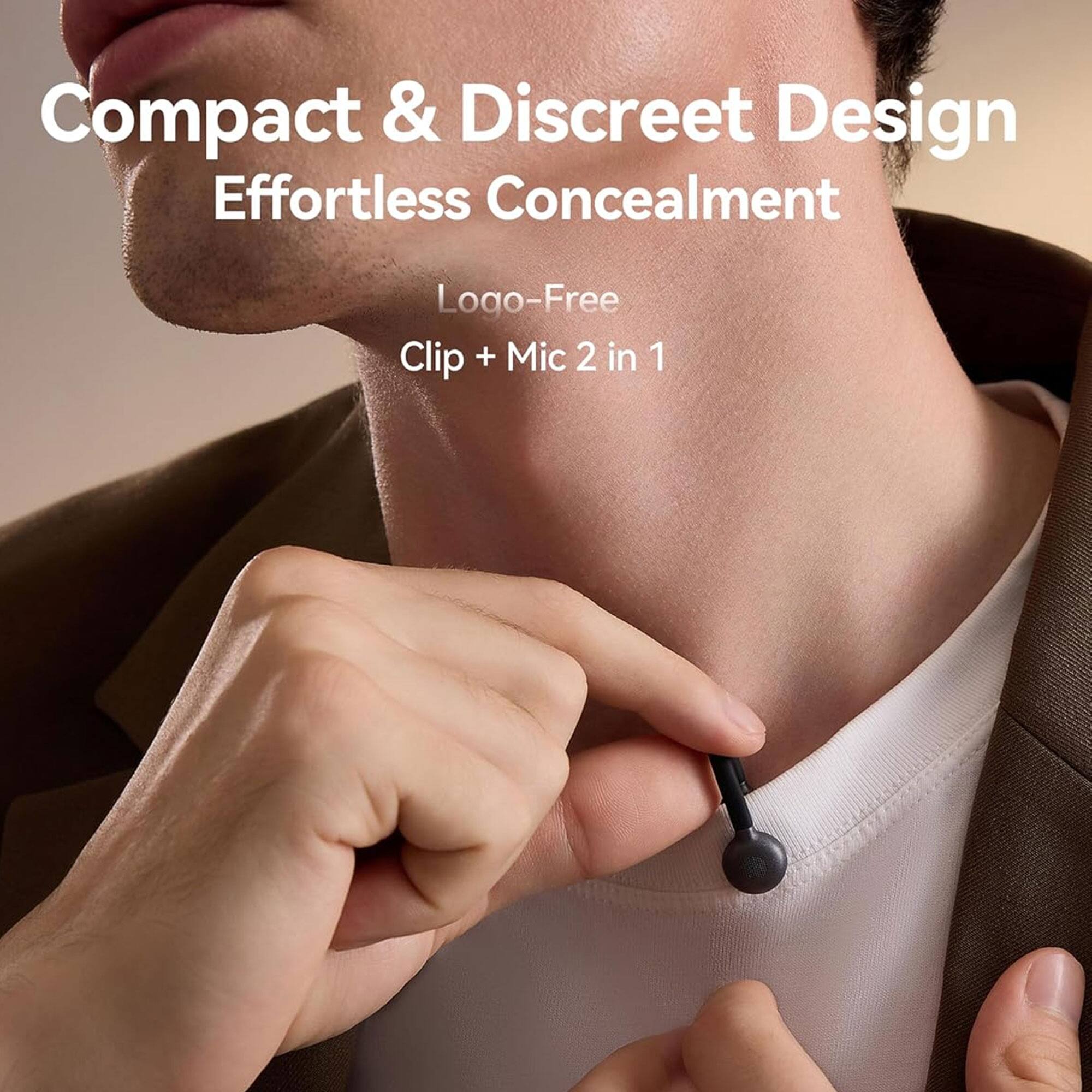 Compact & Discreet Design  
Effortless Concealment  

Logo-Free  
Clip + Mic 2 in 1