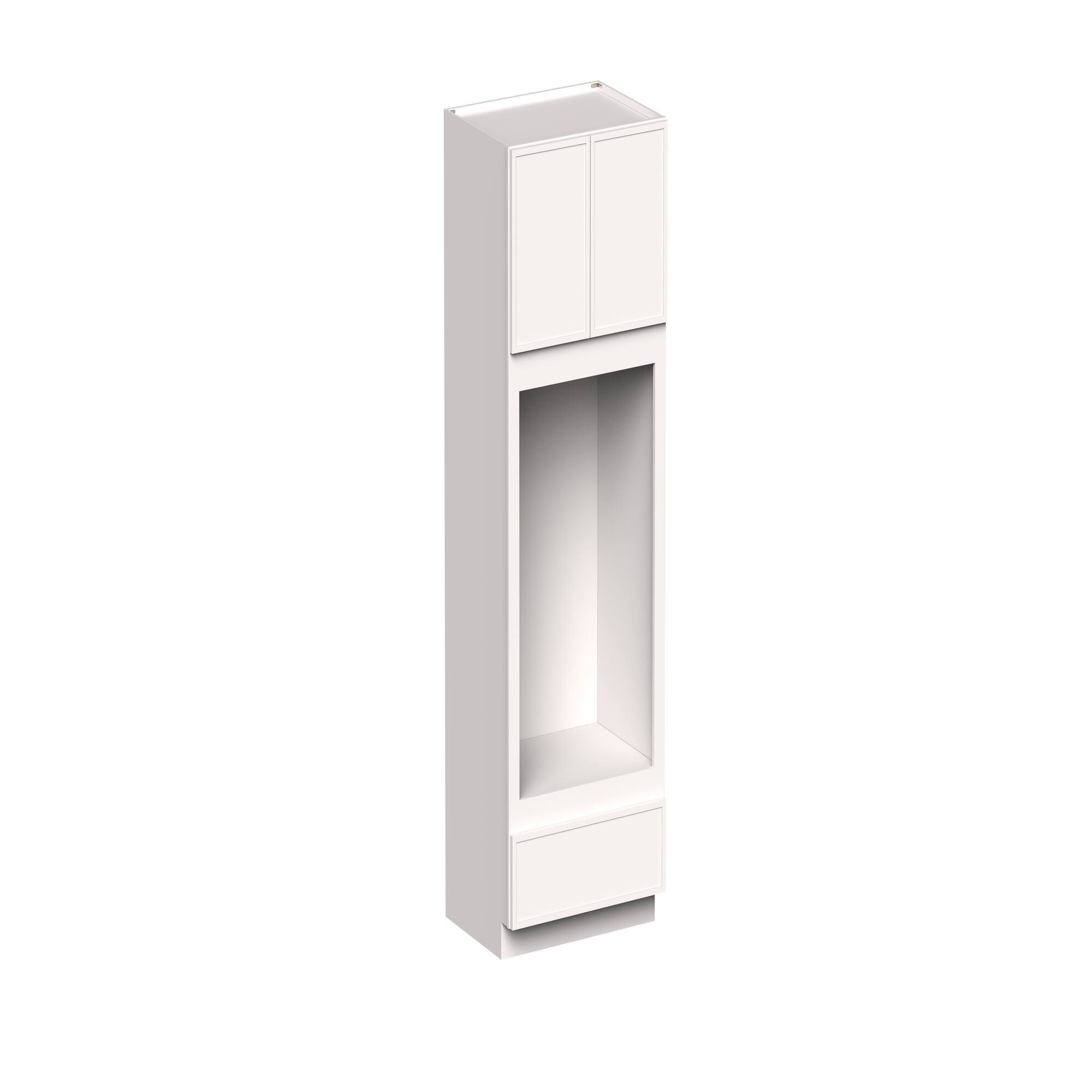 Angle. Boyel Living - 33-in W x 96-in H x 27-in D Slim Shaker RTA Kitchen Double Oven Cabinet with Soft-Close - Snow White.